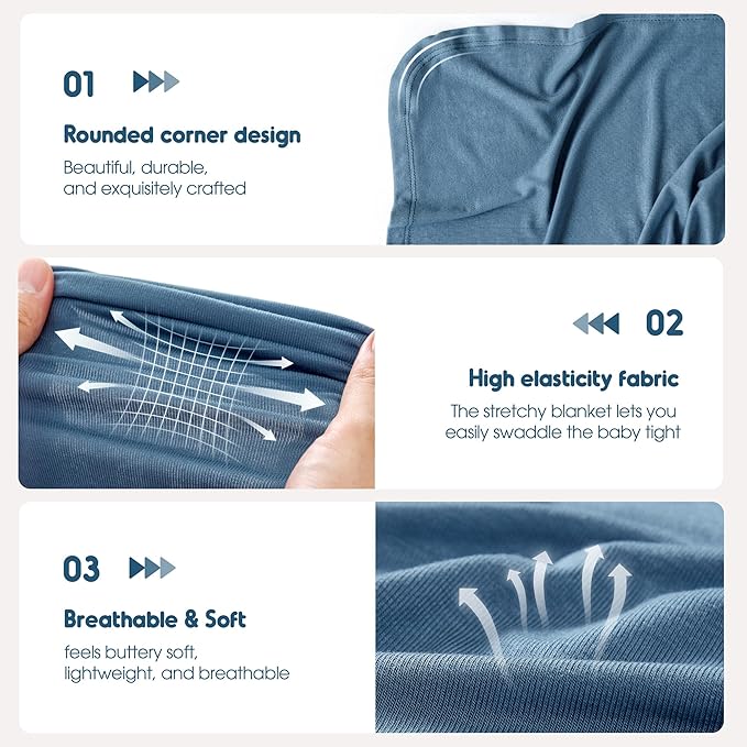 2 Pack Newborn Swaddle Blanket, Ultra Soft Stretchy Jersey Knit Extra Large - Image 5