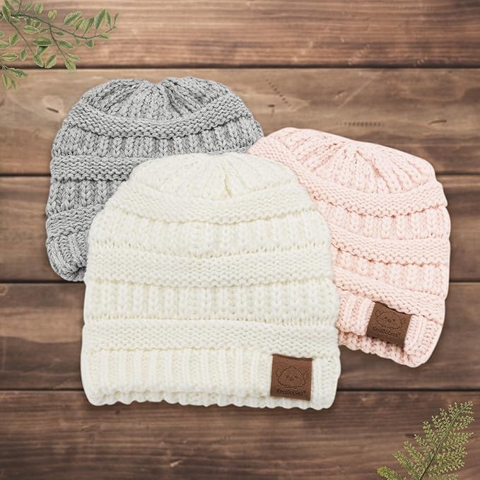 3-Pack Baby Beanies for Boys, Girls - Stretchy Knit Baby Hats, Cute Newborn & Toddler Winter Hat, Soft & Warm Infant Beanie 0-6 Months (Sweet Pea, S)