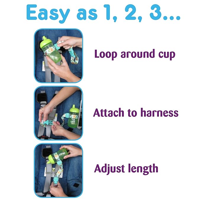 PBnJ Baby SippyPal Sippy Cup Holder Strap Leash Tether 123 2-Pack