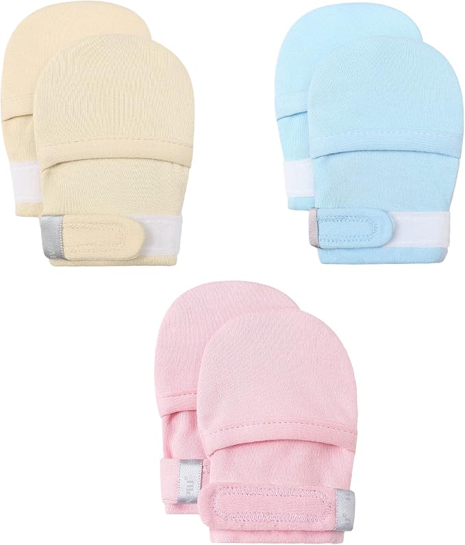 Baby Newborn No Scratch Mittens Stay On, 100% Cotton Adjustable 0-12M | Soft by HAPIU