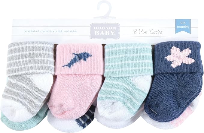 Hudson Baby Baby 8-pack Cotton Rich Newborn and Terry Socks - Image 2