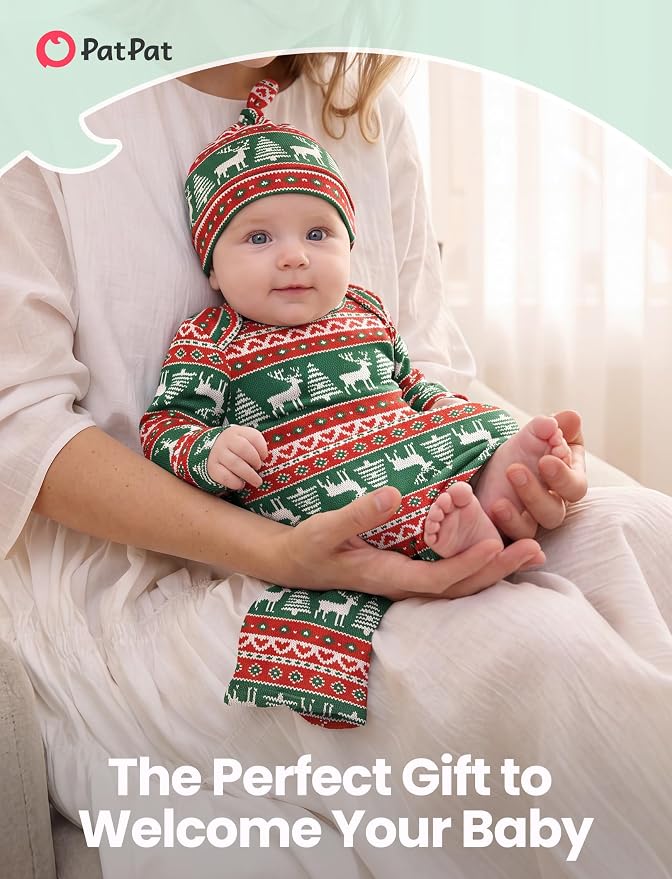 PATPAT Baby Sleeper Gown with Hat - Image 2