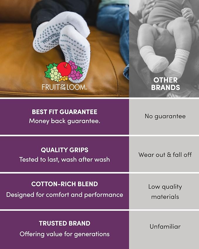 Fruit of the Loom Cotton Grip Socks - Image 6