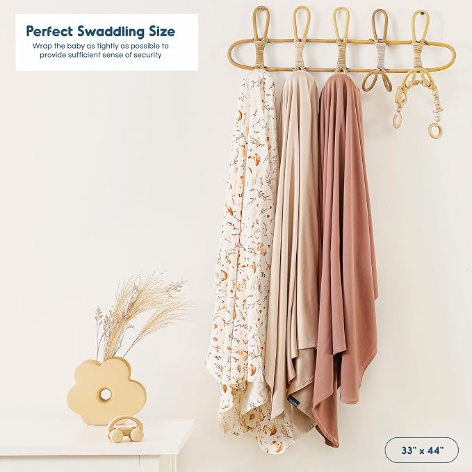 3-Pack Ultra Soft Stretchy Jersey Knit Baby Swaddle Blankets, 33x44 | Snug - Image 2