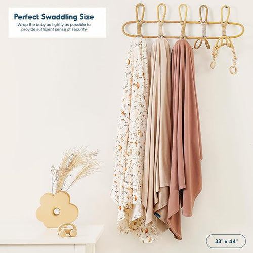 3-Pack Ultra Soft Stretchy Jersey Knit Baby Swaddle Blankets, 33x44 | Snug - Image 2