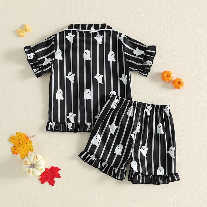 Kuriozud Toddler Baby Girl Pajamas Set Summer Floral Short Sleeve Button Down - Image 7