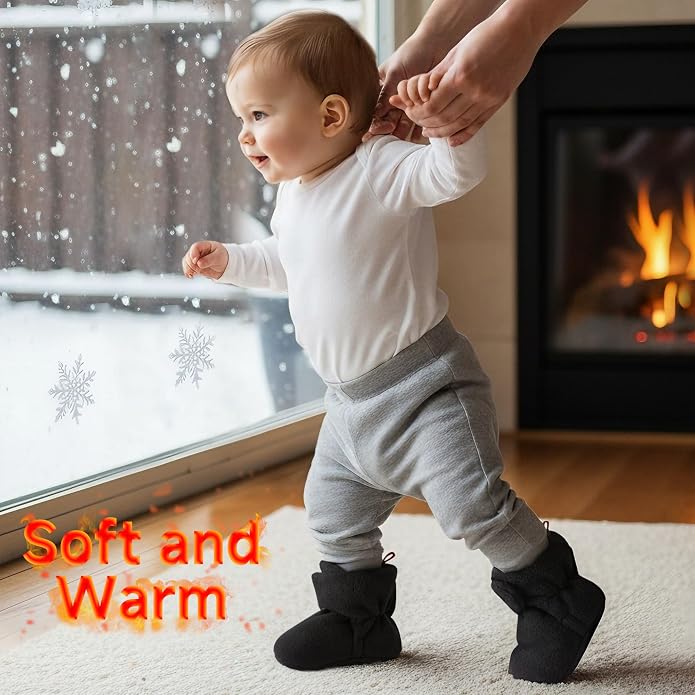 Bufims Baby Fleece Booties Newborn Unisex Booties Non-Slip Newborn Infant First - Image 7