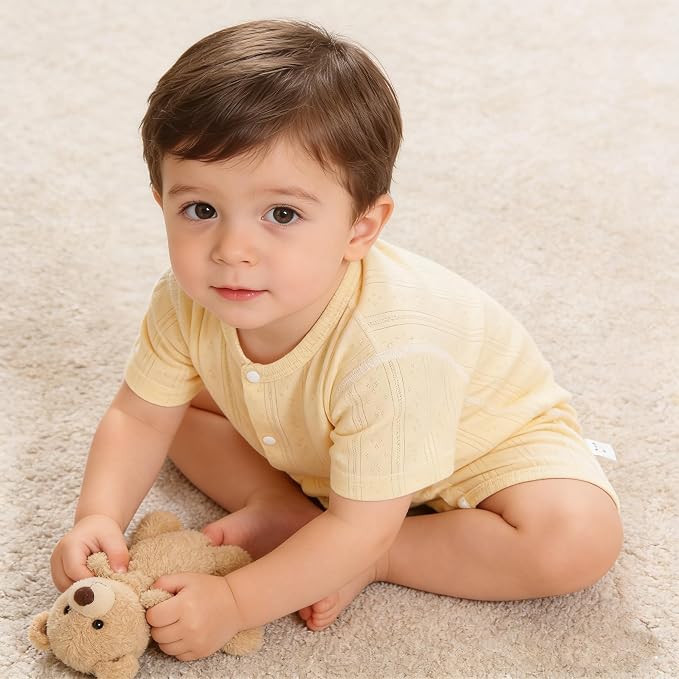 AMIYAN Unisex Baby Cotton Romper Boys Short Sleeve One-Piece Jumpsuit Infant - Image 2