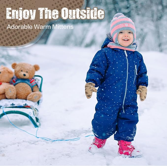 Toddler Mittens Lined Fleece Snow Gloves - Image 5