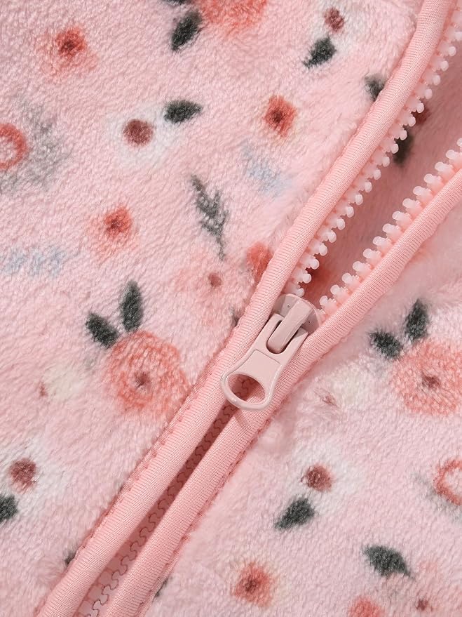 Toddler Baby Girl Fleece Jackets Fall Clothes Hooded Zip Fuzzy Coats - Image 7