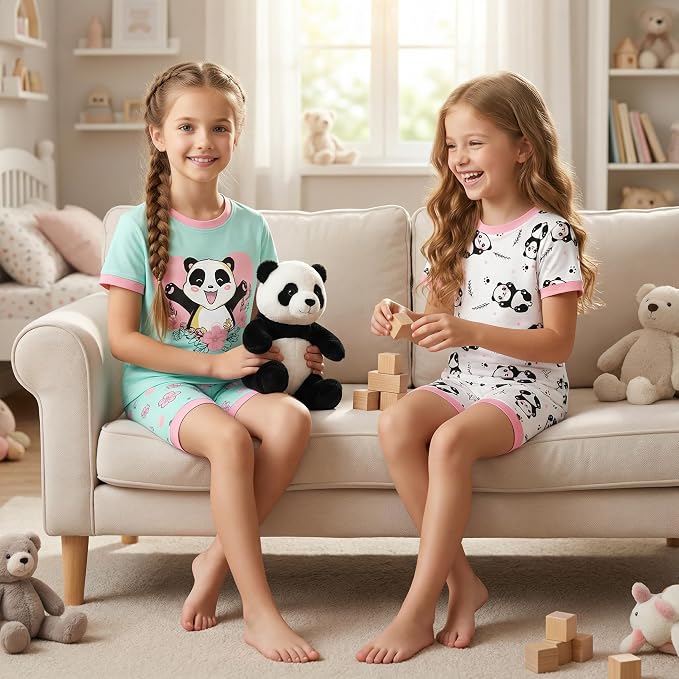 DAUGHTER QUEEN Girls Summer Pajamas Set 4 Pieces 100% Cotton Sleepwear Size 18 - Image 2