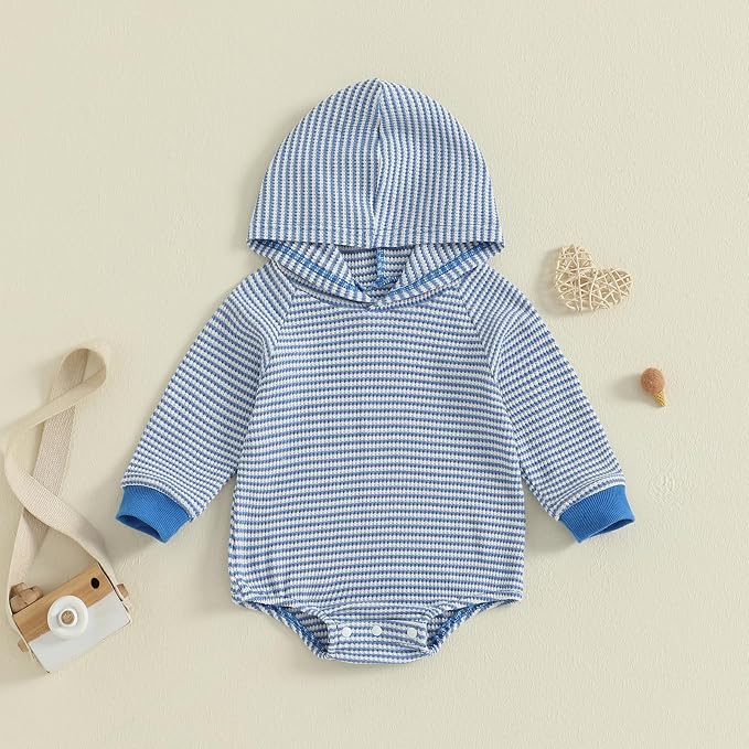 Baby Girl Boy Hooded Sweatshirt Long Sleeve Solid Color Romper Infant Baby Fall - Image 7
