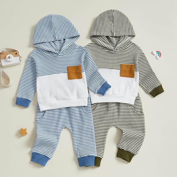 Infant Baby Boy Fall Winter Clothes Outfit Hooded Long Sweatshirt Pant Set - Image 7