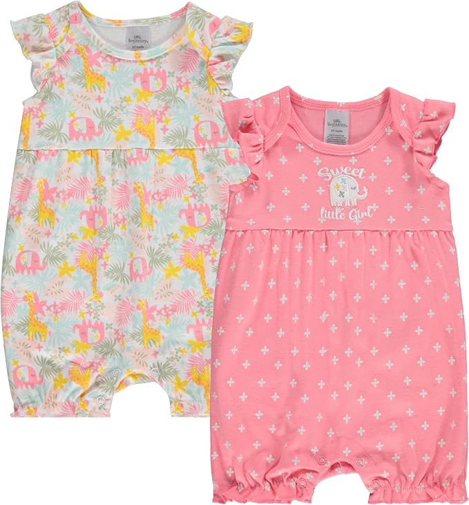 Cudlie 2-Pack Baby Girl Rompers – Soft Cotton, Everyday Comfort by Cudlie