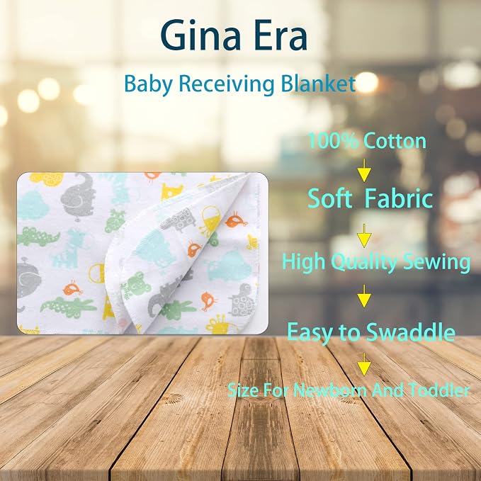 Gina Era Flannel Receiving Blankets, Baby Swaddle Blankets 100% Cotton 4 Pcs - Image 2