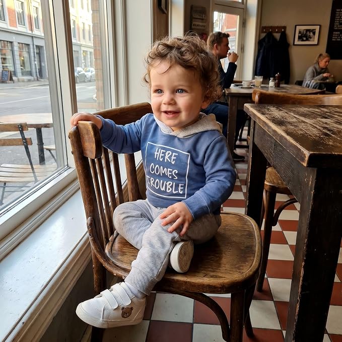 Infant Baby Boy Fall Winter Clothes Outfit Hooded Long Sweatshirt Pant Set - Image 2