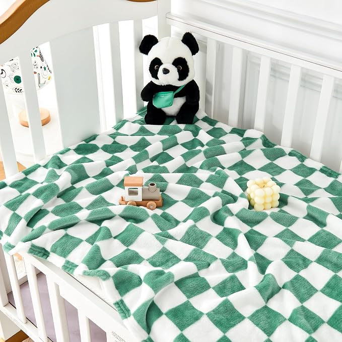 Yurhap Checkered Baby Blanket Fleece Baby Blankets - Image 2