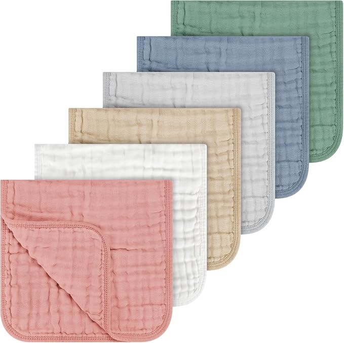 Accmor 6 Pack Muslin Burp Cloths 100% Cotton 20''x10'' Large Extra Soft and by Accmor