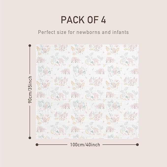 GLLQUEN BABY Muslin Swaddle Blankets 4Pk Receiving Blanket Large 35" x 40" | - Image 5