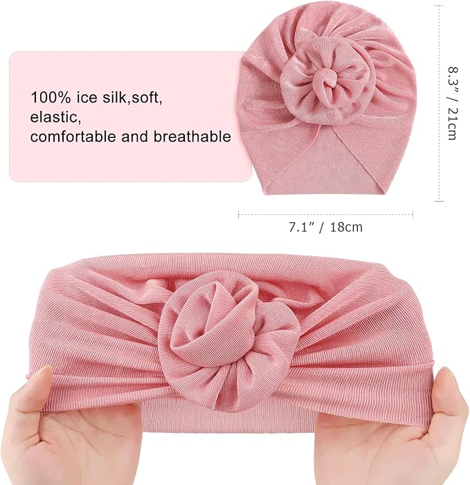 DRESHOW BQUBO 5 Pieces Newborn Baby Turban Hats Bow Baby Infant Beanie - Image 6
