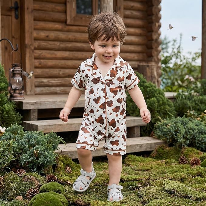 Kuriozud Baby Girl Boy Romper Pajamas Onesie Short Sleeve Button Down Pjs - Image 4