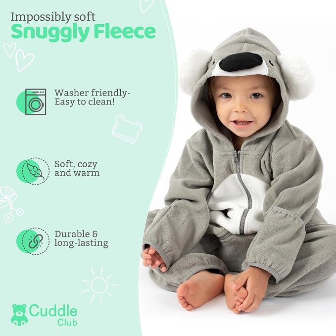 Cuddle Club Fleece Baby Bunting Bodysuit Hoodie, Newborn - Image 2