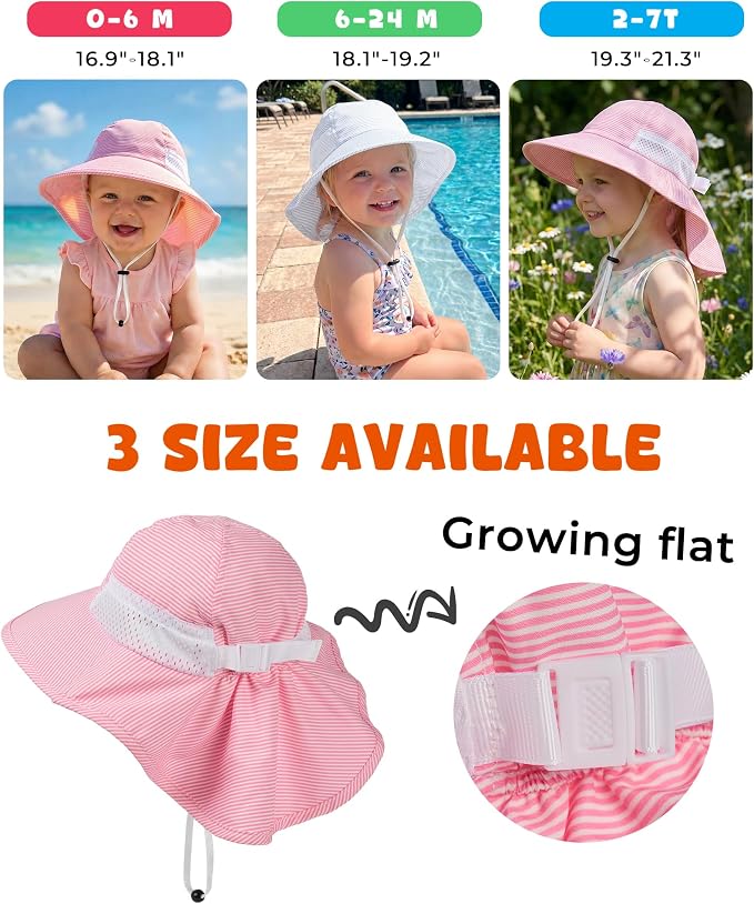 Toddler Baby Sun Hat Kids Summer Beach Essentials Adjustable Beach Hats - Image 5