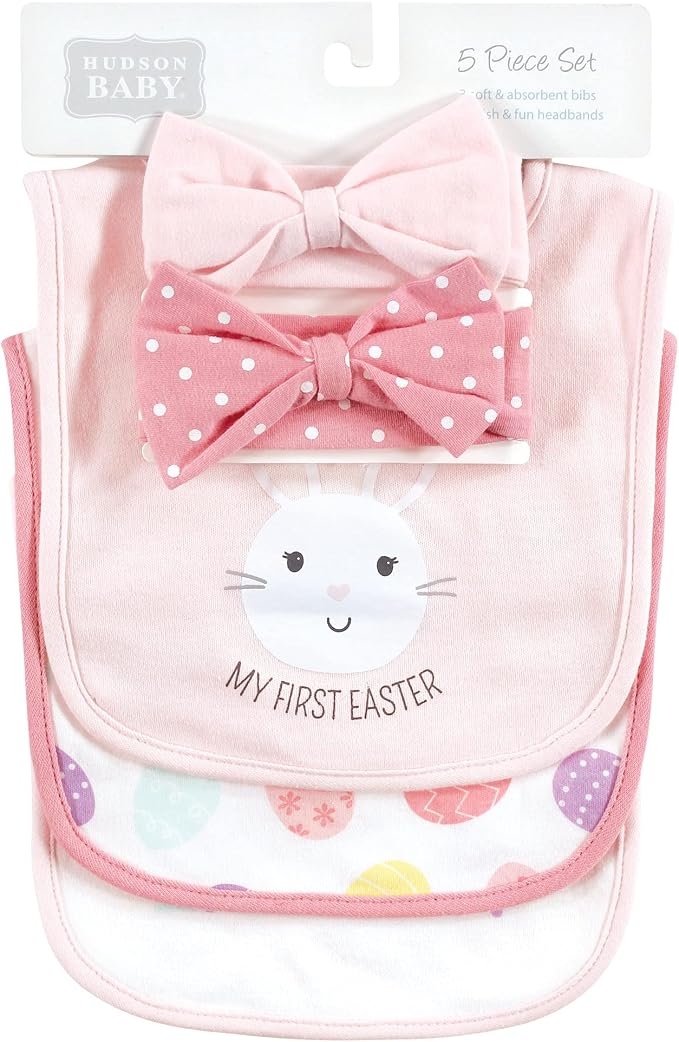 Hudson Baby Unisex Baby Cotton Bib and Headband Set - Image 2