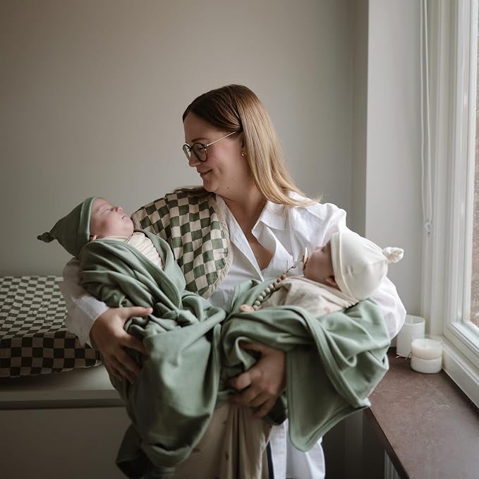 mushie Stretchy Baby Swaddle Blanket | Extra Soft & Snug Fit | 47"x47" - Image 4