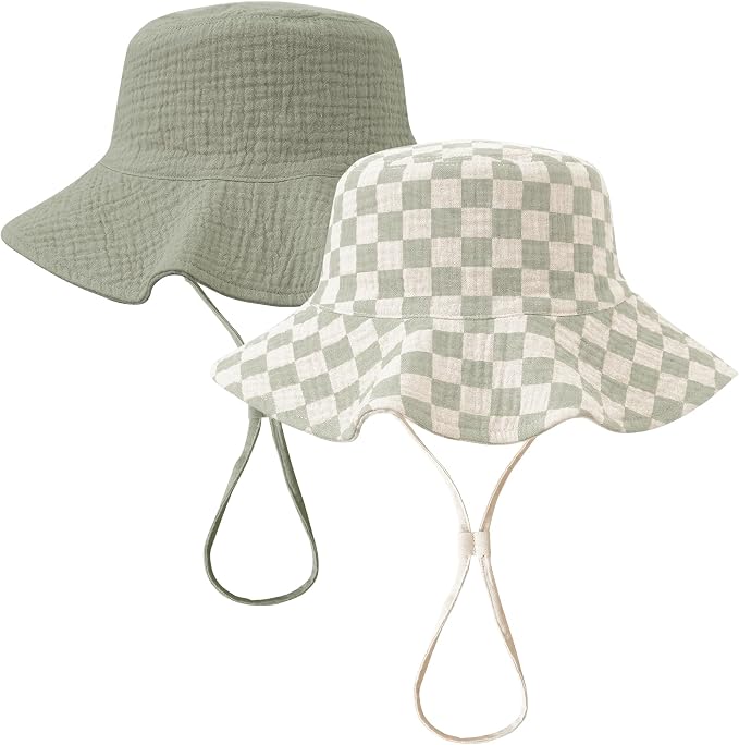 Konssy 2-Pack Muslin Baby Girl Sun Hats by Konssy