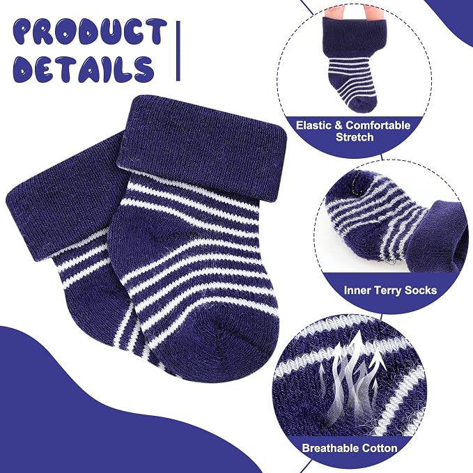 Twistover 10 Pairs Preemie Cotton Turn Cuff Socks - Image 4