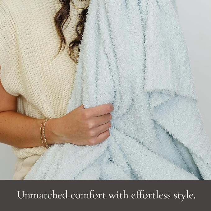 Saranoni Bamboni Oversized Blanket Soft Comfort Couch Bed Sky Blue X-Large | - Image 8