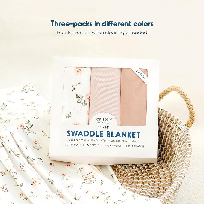 3-Pack Ultra Soft Stretchy Jersey Knit Baby Swaddle Blankets, 33x44 | Snug - Image 7