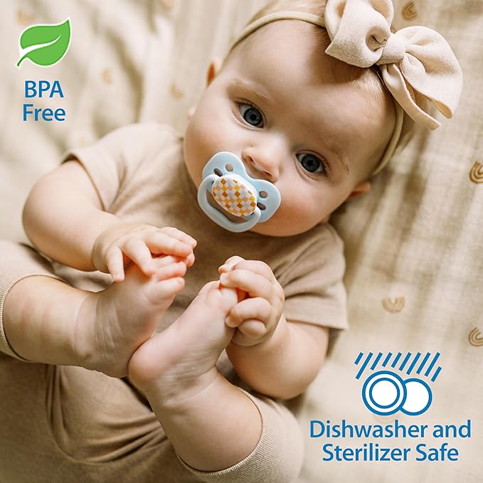 Dr. Brown's Advantage Baby Pacifiers, 0-6 Month, Blue, 2 Count and Dr. Brown's Advantage Baby Pacifiers, Glow-in-The-Dark, 0-6 Month Pacifiers, Blue, 2 Count