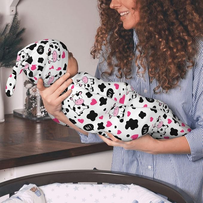 Cute Cow Swaddle Blankets Soft Receiving Blanket Baby Swaddle Wrap - Image 8