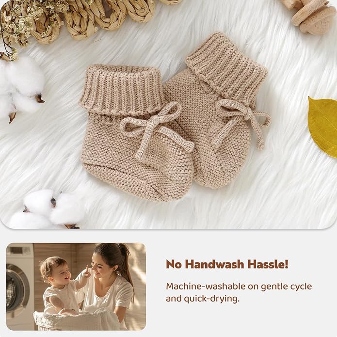 Hadetoto Baby Booties Cotton Newborn Boys Girls Shoes Knit Socks | Cozy Warm - Image 5