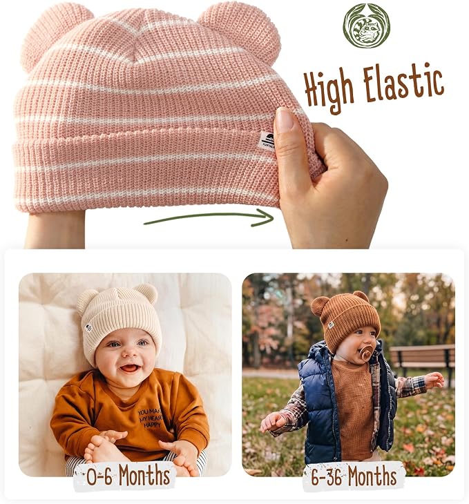 FURTALK Baby Beanie with Bear Ear Warm Knit Winter Hat - Image 4