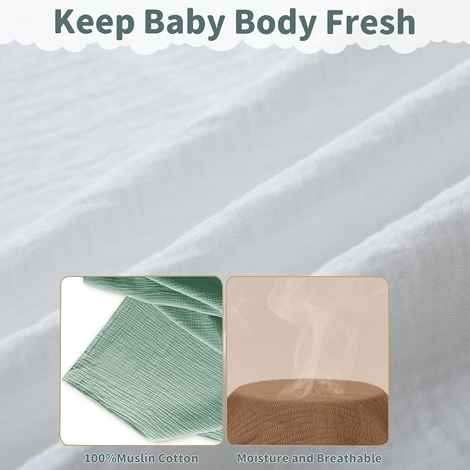 Muslin Swaddle Blankets for Newborn, 2 Pack Breathable Soft Receiving Blanket - Image 5