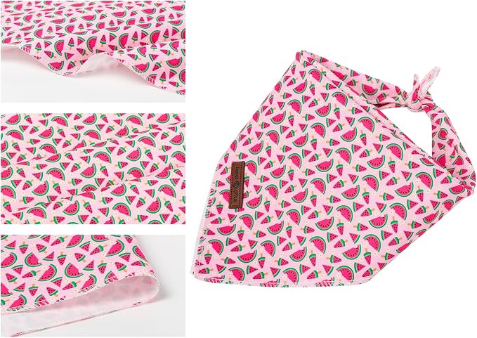 Lionet Paws Summer Dog Bandana Washable Cotton Pink Handkerchief Scarf Triangle - Image 3