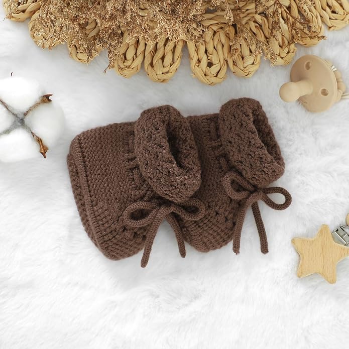 Baby Booties 100% Cotton Knitted Newborn First Cozy Warm Crib Shoes - Image 5