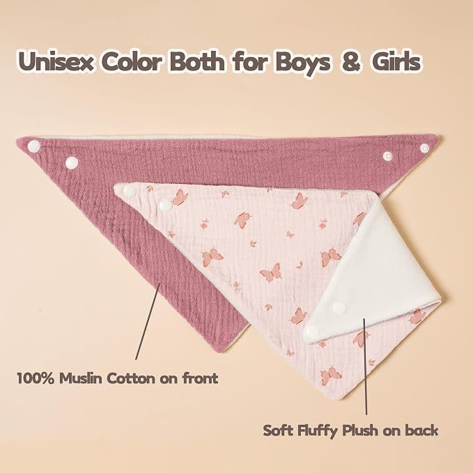 Susurration Muslin Baby Drool Bibs 6Pack Soft Triangular Adjustable Baby - Image 2