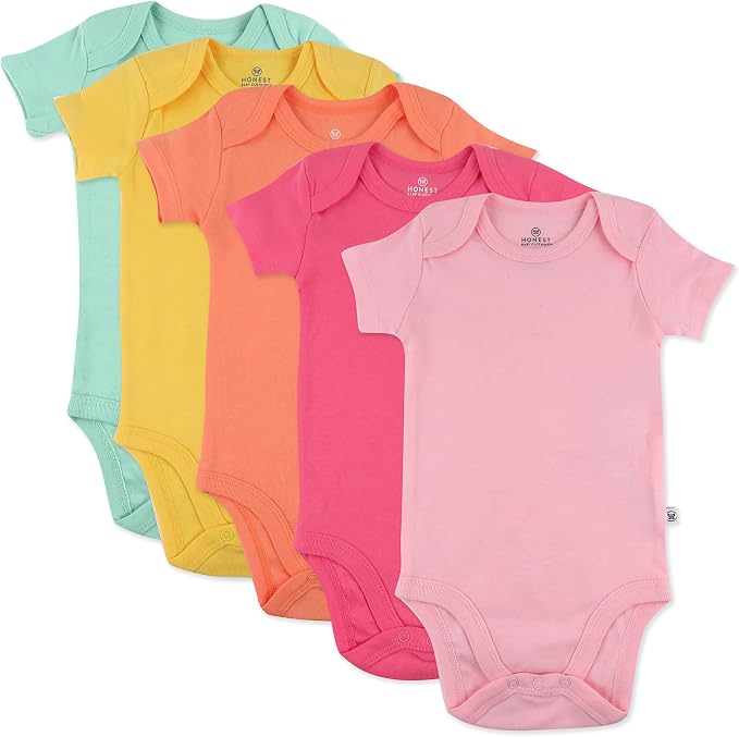 HonestBaby baby-girls 5-pack Short Sleeve Bodysuits One-piece 100% Organic by HonestBaby