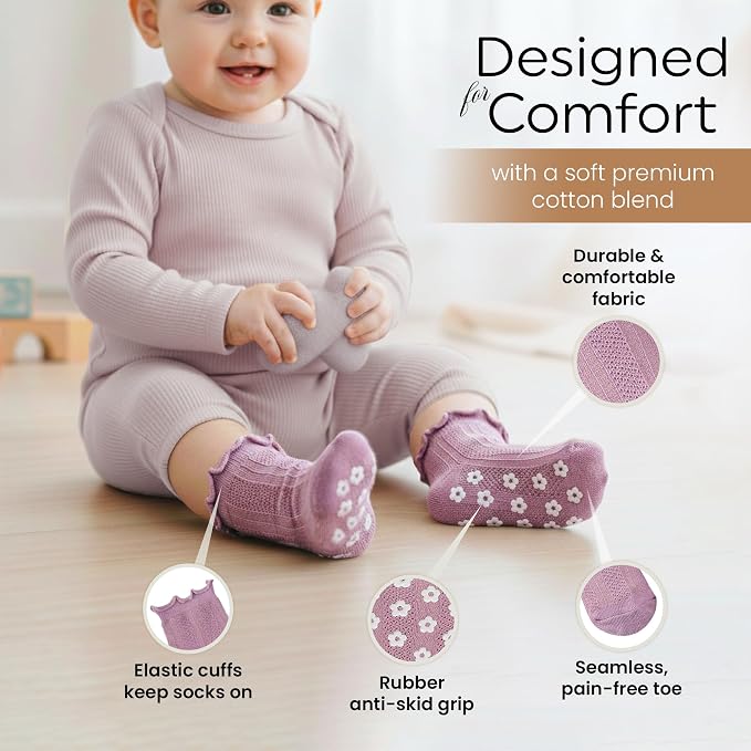 Organic Cotton Blend Ruffle Toddler Socks 6M-12M-2t-3t-4t-5t Gift - Image 2