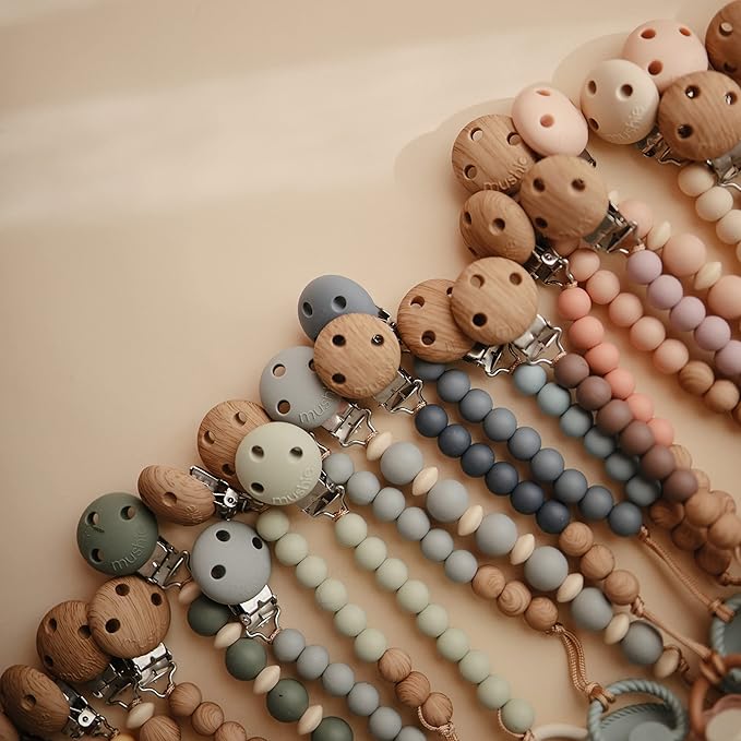 mushie 100% Silicone Baby Pacifier Clip BPA Free | Eva (Sage)