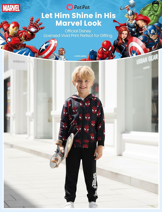 Marvel Zipper Hoodie Spiderman Hood Sweatshirt Hulk Cardigan Boy Girl 2-12Y | - Image 3