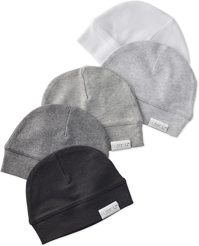 Charlie 5-Pack Caps 100% Organic Cotton Beanie Hats | GOTS certified Organic by Butterblu