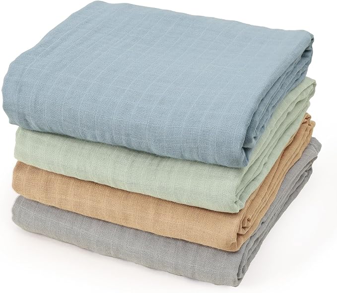 david's kids 4 Pack Baby Muslin Swaddle Blankets 47" x 47", 100% Cotton Swaddle by davidskids