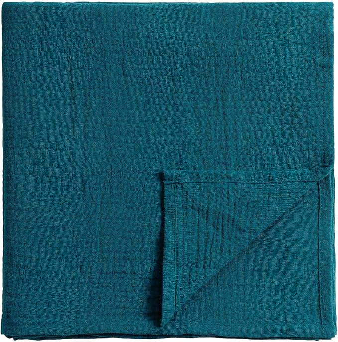 Meracorallo Muslin Swaddle Blanket, 100% Cotton, Teal Blue | Soft Breathable by Meracorallo