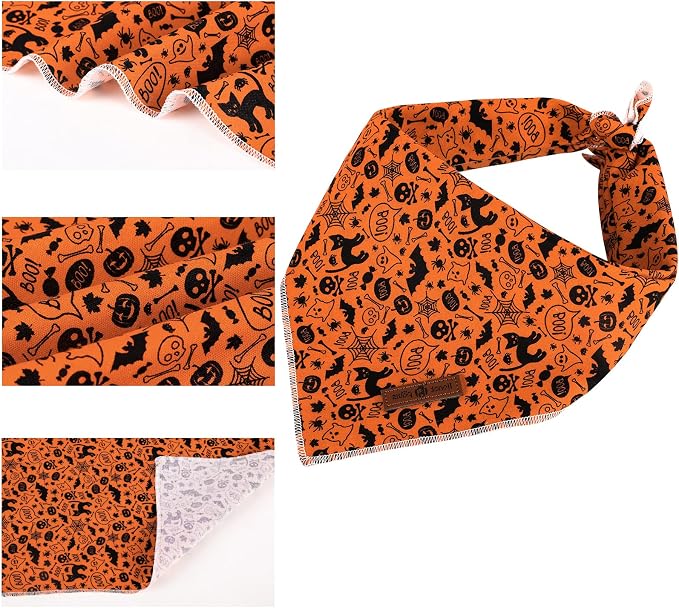 Lionet Paws Halloween Dog Bandana, Fabric Black Bat Dogs Kerchief - Image 2