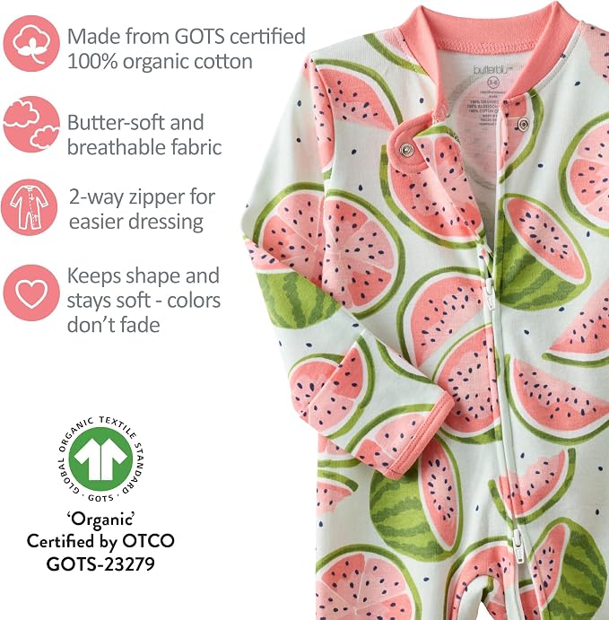 Butterblu Shadow Sleep & Play 100% Cotton Footless Two Way Zip Front PJs - Image 6